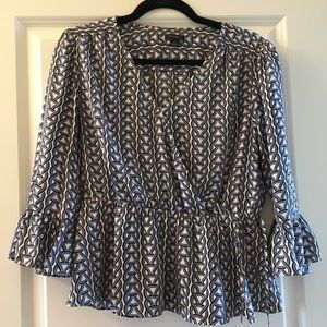 Ann Taylor Silk Surplice Wrap Peplum Blouse